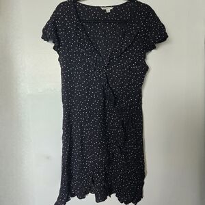 American Eagle Black Polka Dot Wrap Dress